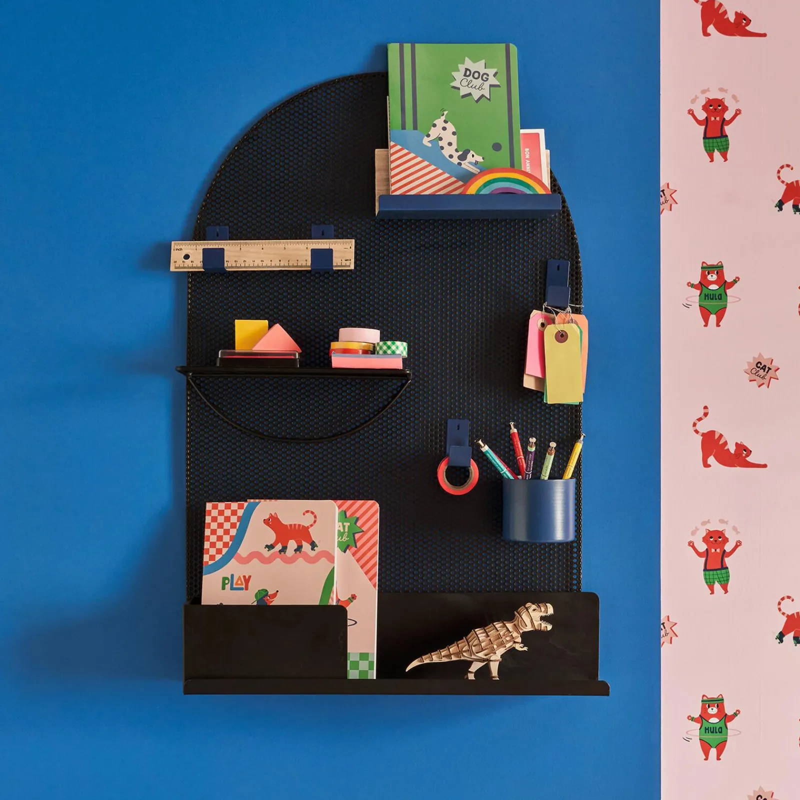 Best Etagère métallique BRADY Noir / bleu / bois - 4MURS Meubles De Rangement