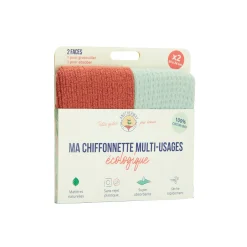 Sale ANOTHER WAY Set ménage CHIFFONNETTES coloris Corail et Bleu - 4MURS Produits Ménagers