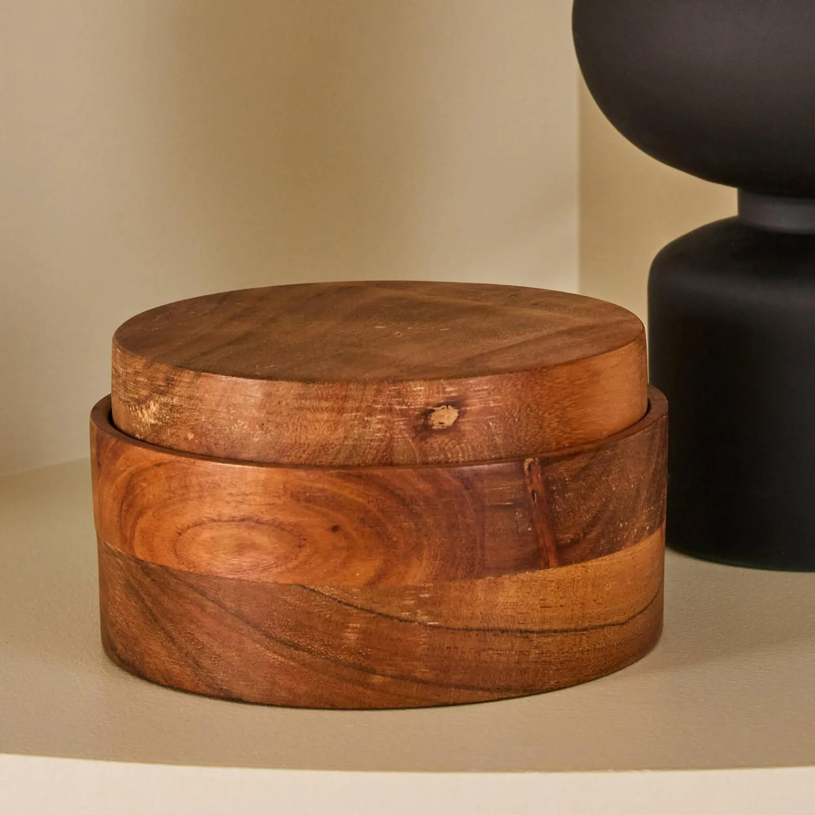 Online Boîte LEGNA coloris naturel diamètre 15 cm - 4MURS Objets Déco