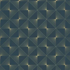 Discount Papier peint intissé DELORES bleu paon et doré - 4MURS Papiers Peints