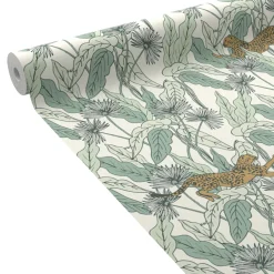 Sale Papier peint intissé FELINDRA vert feuille et doré - 4MURS Papiers Peints