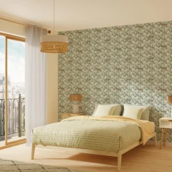 Sale Papier peint intissé FELINDRA vert feuille et doré - 4MURS Papiers Peints