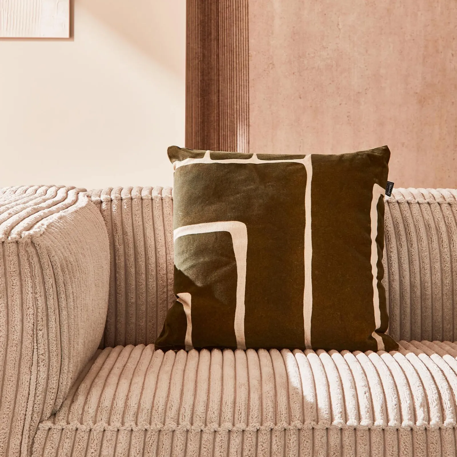 Outlet Coussin KIBY coloris vert/beige 50 x 50 cm - 4MURS Coussins