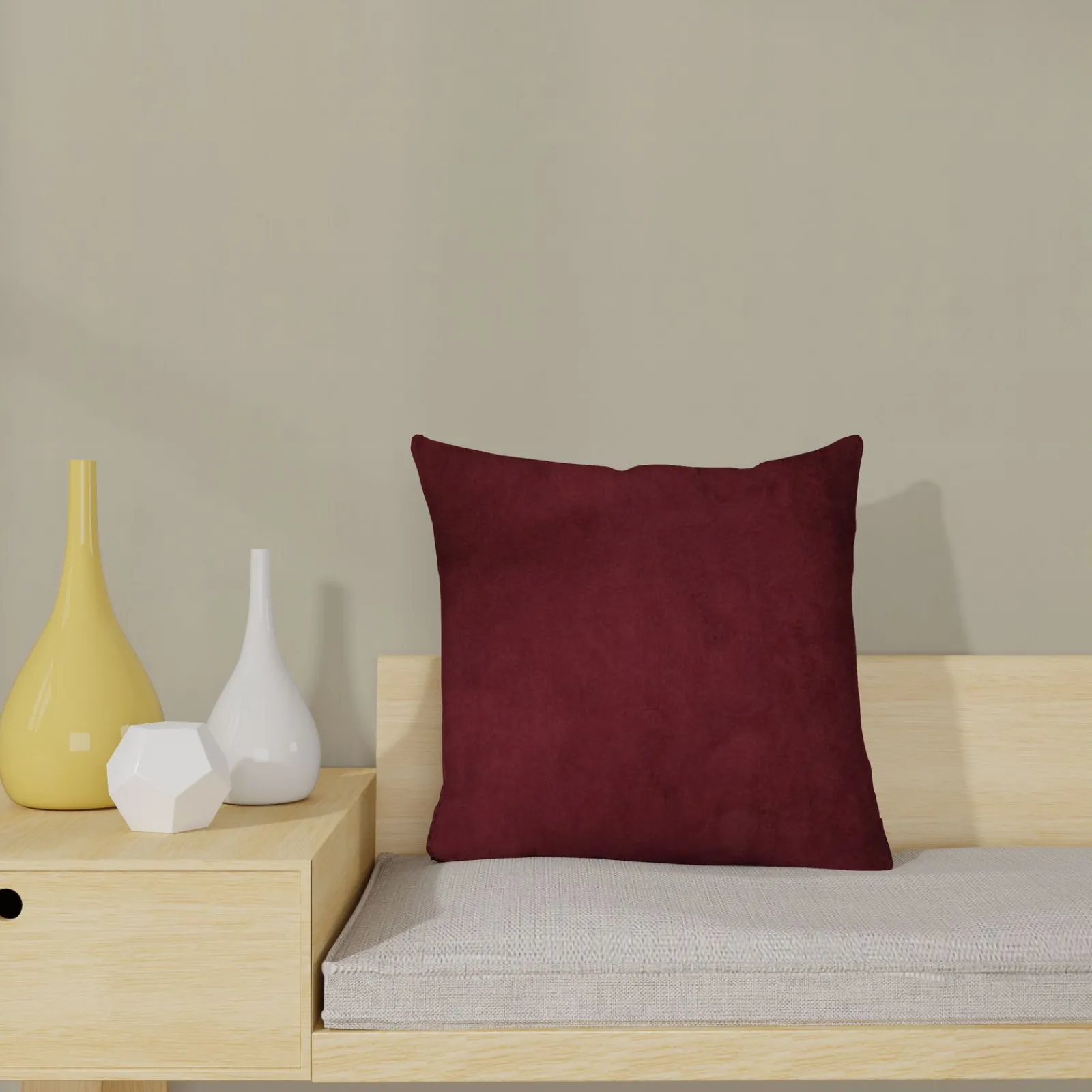 Sale Coussin VELVET coloris rouge marsala 45 x 45 cm - 4MURS Coussins