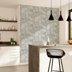 Outlet Papier peint intissé DWEN blanc et argenté - 4MURS Papiers Peints
