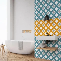 Hot Revêtement adhésif SOCHIC SQUARE KARRO bleu - 4MURS Revêtements Muraux