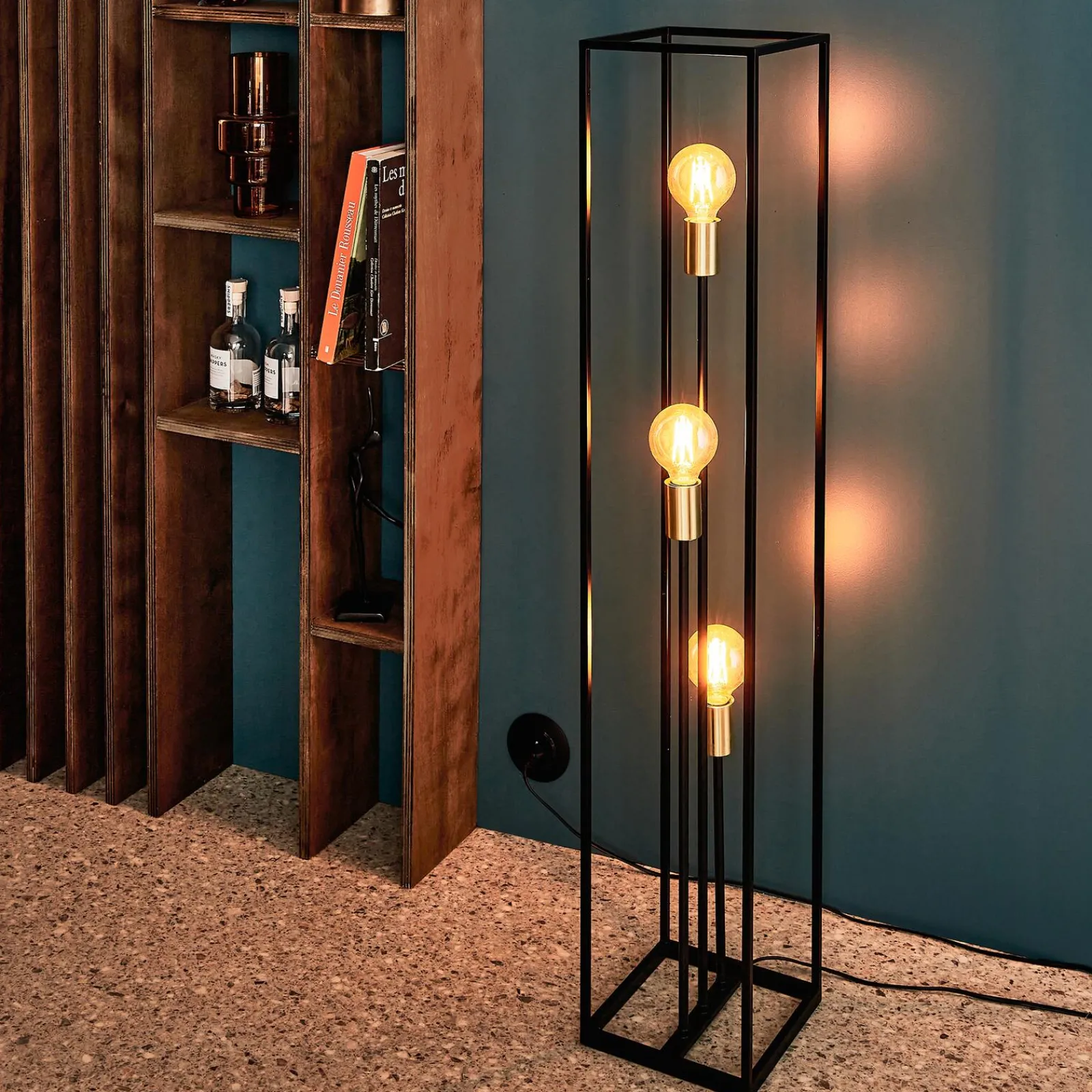Fashion Lampadaire RUBEN coloris noir et or - 4MURS Lampes À Poser