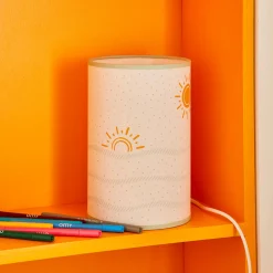 Fashion Lampe de chevet SOLEA blanc, ocre, bleu doux 24 x 16 cm - Enfant Luminaires Enfant|Lampes À Poser