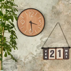 Discount Horloge en bois ROMY coloris brun - Horloges