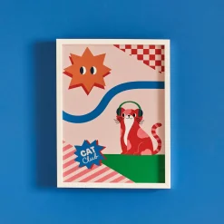 Sale Image encadrée CAT CLUB 30 x 40 cm - Enfant Déco Murale Enfant|Tableaux Et Affiches