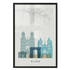 Clearance Image encadrée MAP DIJON 40 x 60 cm - Tableaux Et Affiches
