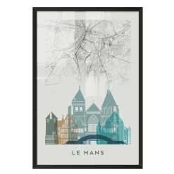 Outlet Image encadrée MAP LE MANS 40 x 60 cm - Tableaux Et Affiches