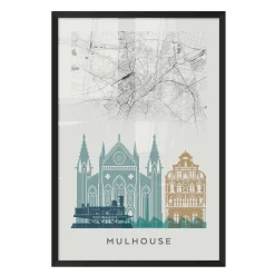 Clearance Image encadrée MAP MULHOUSE 40 x 60 cm - Tableaux Et Affiches