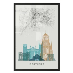 Sale Image encadrée MAP POITIERS 40 x 60 cm - Tableaux Et Affiches