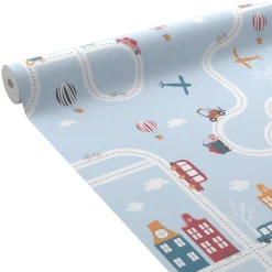 Outlet Papier peint intissé DRIVER coloris bleu ciel - Enfant Papiers Peints Enfant|Papiers Peints