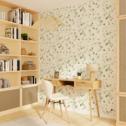 Outlet Papier peint intissé EFFIE coloris vert feuille - Papiers Peints