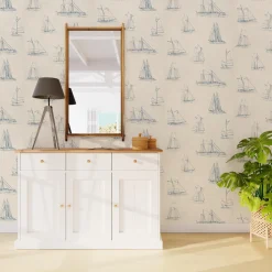 Discount Papier peint intissé NAUTICA coloris blanc crème - Papiers Peints