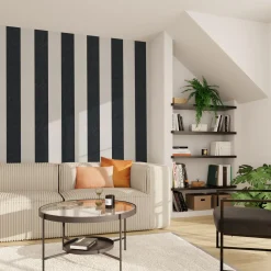 Discount Papier peint intissé PALAZZO STRIPE noir et blanc - Papiers Peints