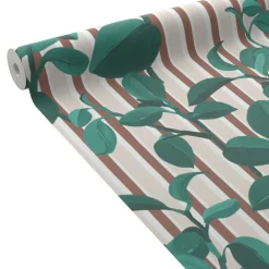 Fashion Papier peint intissé PEPEROMIA vert anglais et rose - Papiers Peints