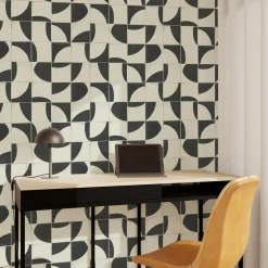 Discount Papier peint intissé DEREK coloris noir et blanc - Papiers Peints