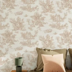 Online Papier peint intissé JOUY coloris beige foncé - Papiers Peints
