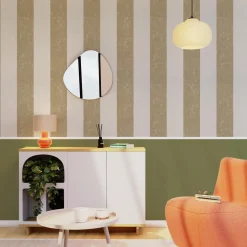 Online Papier peint intissé PALAZZO STRIPE or et blanc - Papiers Peints