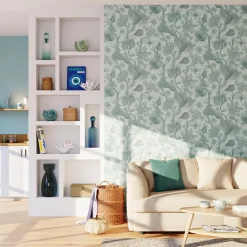 Online Papier peint intissé CYRIAC coloris bleu givré - Papiers Peints