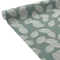Clearance Papier peint intissé HENDI coloris vert de gris - Papiers Peints