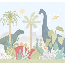 Hot Papier peint panoramique XL HAPPY DINO 300 x 270 cm - Enfant Décors Panoramiques Enfant|Papiers Peints Enfant