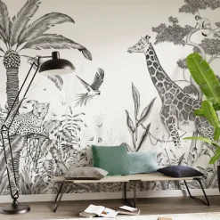 Discount Papier peint panoramique XL BLACK JUNGLE 300 x 270 cm - Enfant Papiers Peints Enfant|Papiers Peints Panoramiques