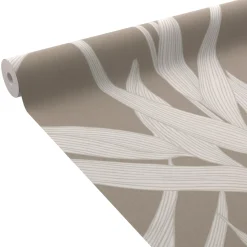 Clearance Papier peint vinyle LAUREN coloris lin - Papiers Peints
