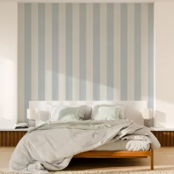 Sale Papier peint vinyle PODIUM STRIPE bleu grisé et blanc - Papiers Peints