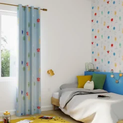 Fashion Rideau occultant CUTE MONSTER multicolore 140 x 250 cm - Enfant Textile De Maison Enfant|Rideaux