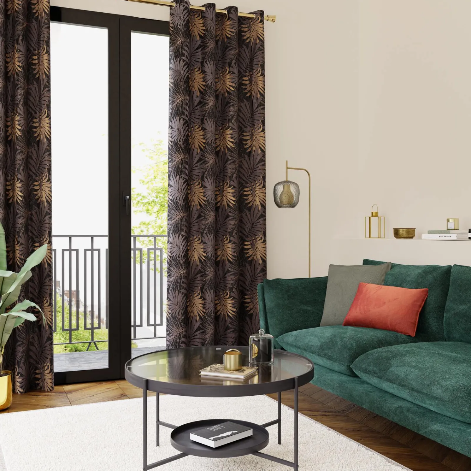 Hot Rideau PALMAE coloris anthracite 140 x 260 cm - Rideaux