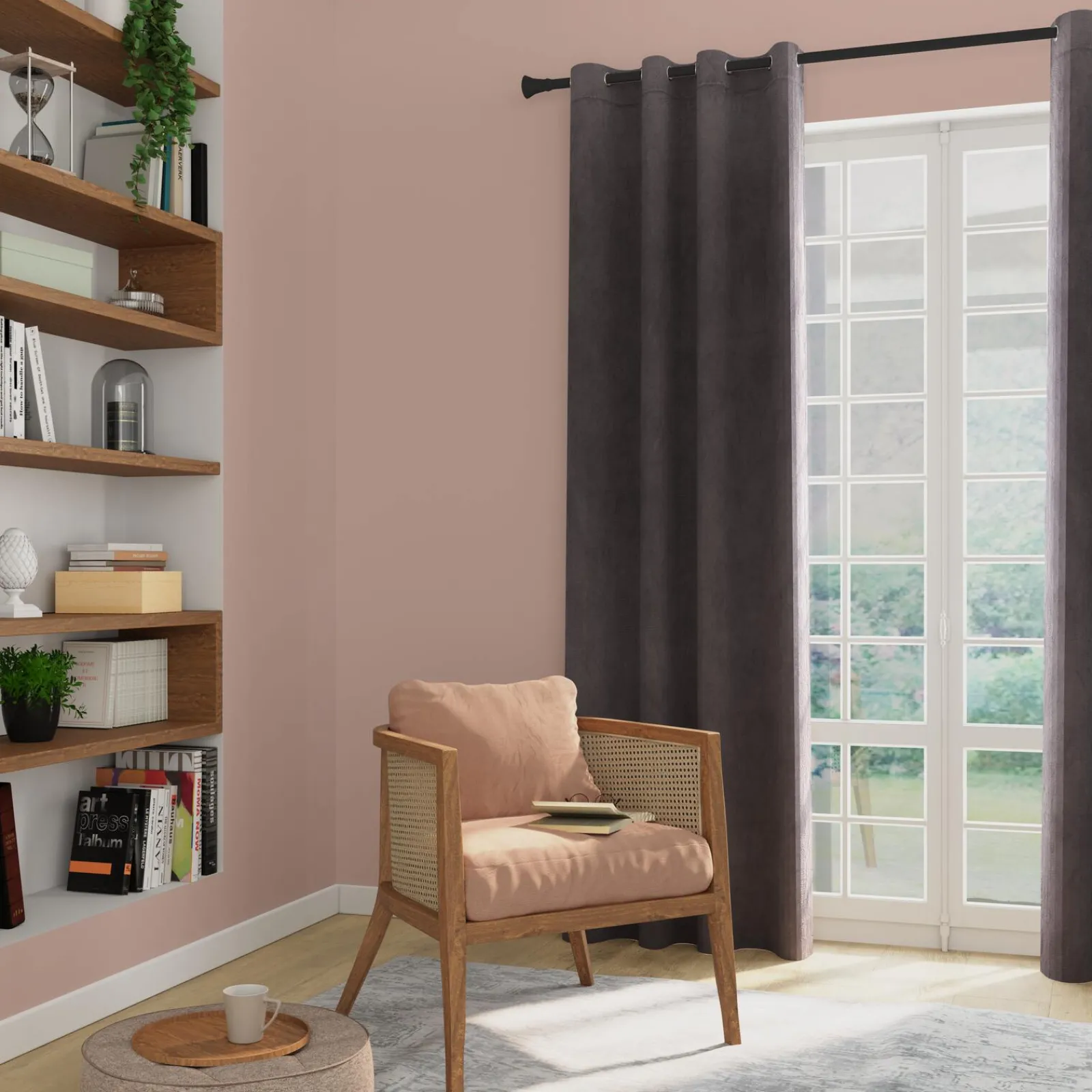 New Rideau VELVET coloris gris anthracite 140 x 260 cm - Rideaux