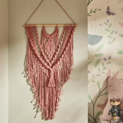 Best Suspension en macramé SURI coloris rose - Objets Muraux