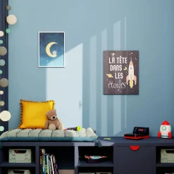 New Toile imprimée phosphorescente ASTRONAUT 40 x 50 cm - Enfant Déco Murale Enfant|Tableaux Et Affiches