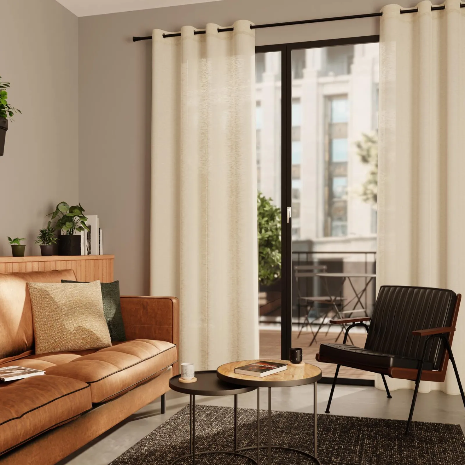 Fashion Voilage CASA coloris lin 140 x 240 cm - Voilages, Vitrages, Stores Et Accessoires|Rideaux