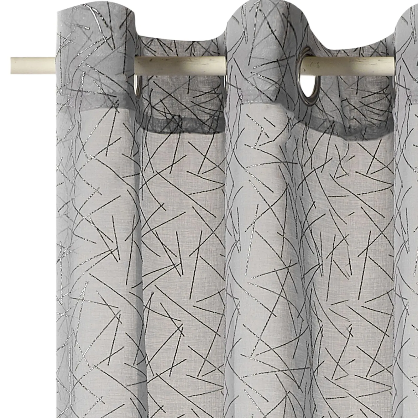 Discount Voilage HALO coloris gris 140 x 240 cm - Voilages, Vitrages, Stores Et Accessoires|Rideaux