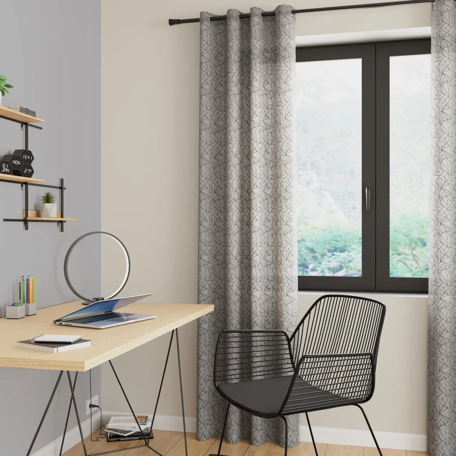 Discount Voilage HALO coloris gris 140 x 240 cm - Voilages, Vitrages, Stores Et Accessoires|Rideaux