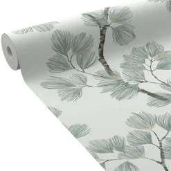 Discount Papier peint intissé ALBIZIA coloris vert de gris - 4MURS Papiers Peints