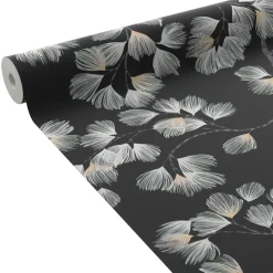 Fashion Papier peint intissé ALBIZIA coloris noir - 4MURS Papiers Peints