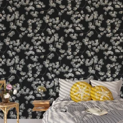 Fashion Papier peint intissé ALBIZIA coloris noir - 4MURS Papiers Peints