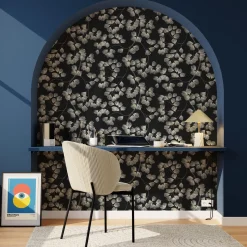 Fashion Papier peint intissé ALBIZIA coloris noir - 4MURS Papiers Peints