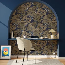 Fashion Papier peint intissé AYAKO coloris bleu nuit - 4MURS Papiers Peints
