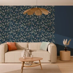 Outlet Papier peint intissé FLORENTINE BLOSSOM coloris bluestone - 4MURS Papiers Peints