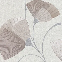 Outlet Papier peint intissé FLOWER EVENTAIL coloris blanc - 4MURS Papiers Peints