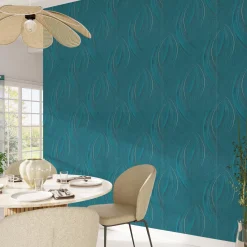 Outlet Papier peint intissé FRISSON coloris bleu paon - 4MURS Papiers Peints