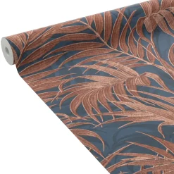 Hot Papier peint intissé GRACIE bleu nuit et rouge cuivré - 4MURS Papiers Peints