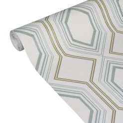 Clearance Papier peint intissé JEWEL coloris blanc et doré - 4MURS Papiers Peints